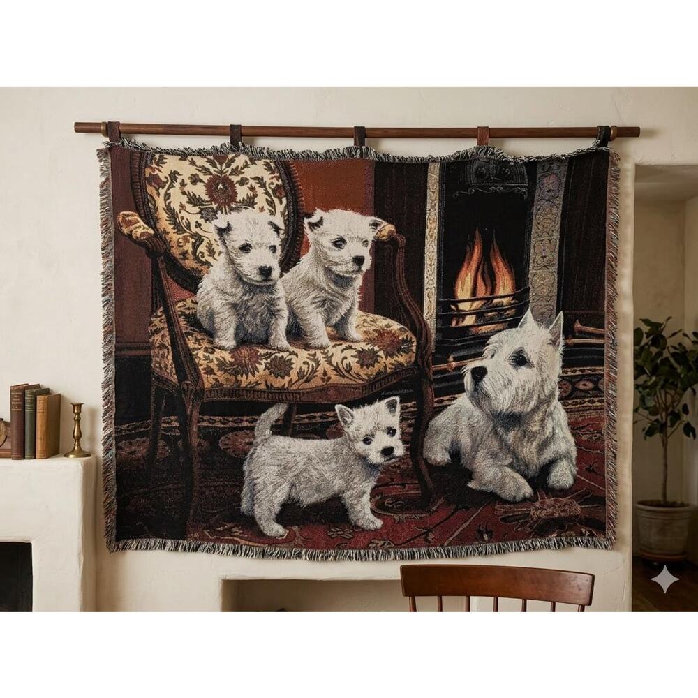1135-T Pure Country Weavers Westie Tapestry Blanket Robert May Vintage Throw